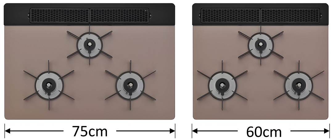 国内メーカーのビルトインコンロの幅は約60cmで統一